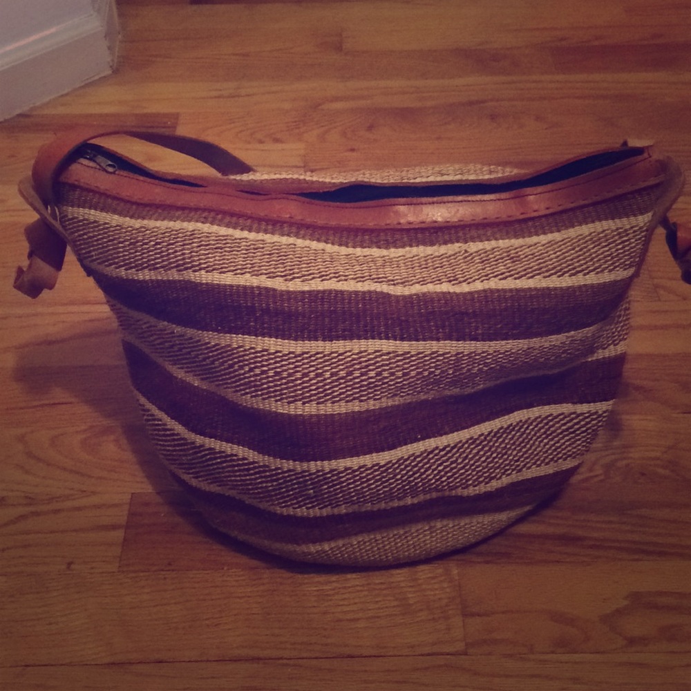 Leather and weave tote from Zanzibar!